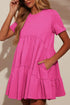 Tiered Round Neck Short Sleeve Mini Dress - Odaingerous